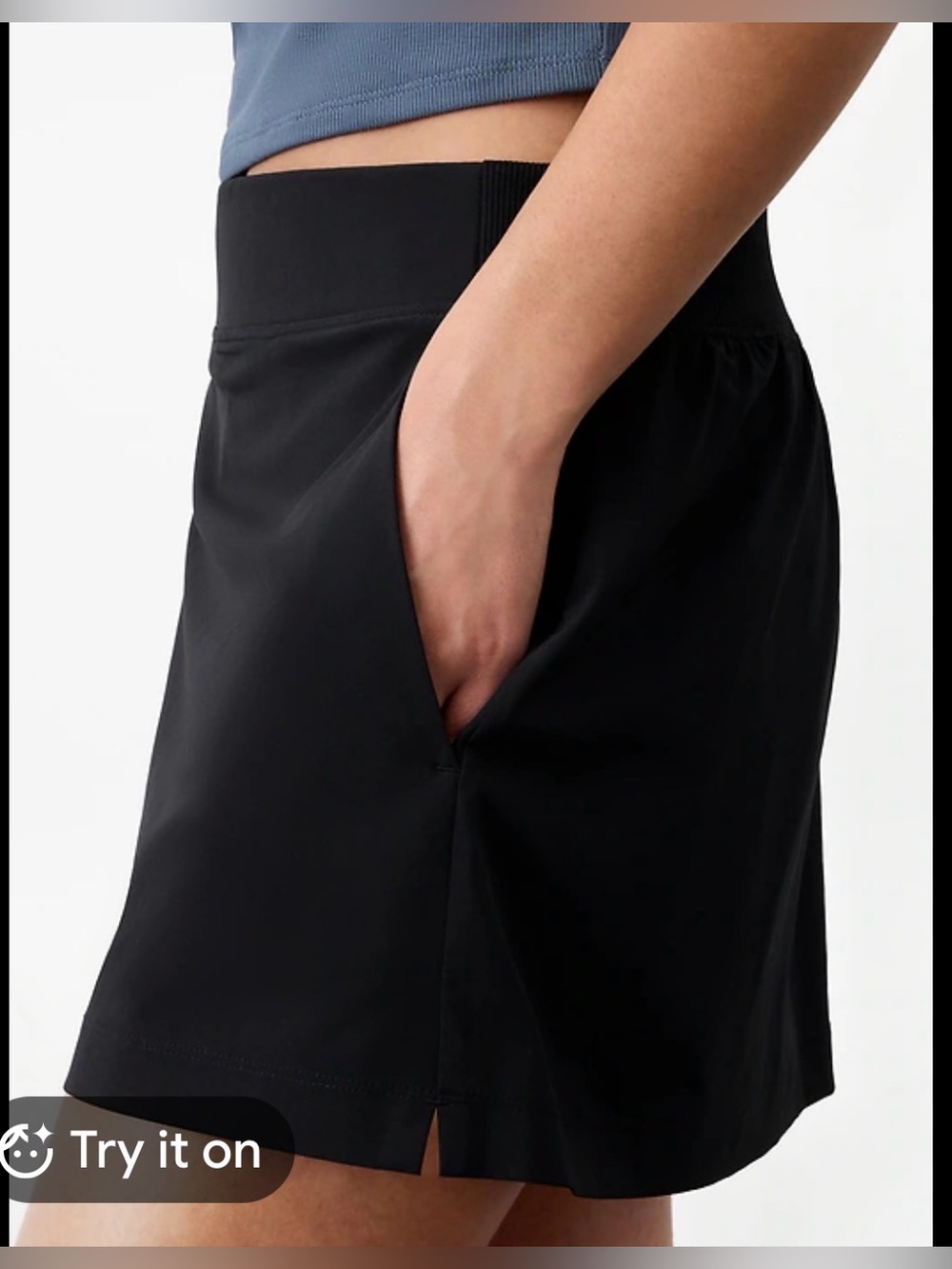 Athleta Black Mini Skort with Elastic Waistband and pockets